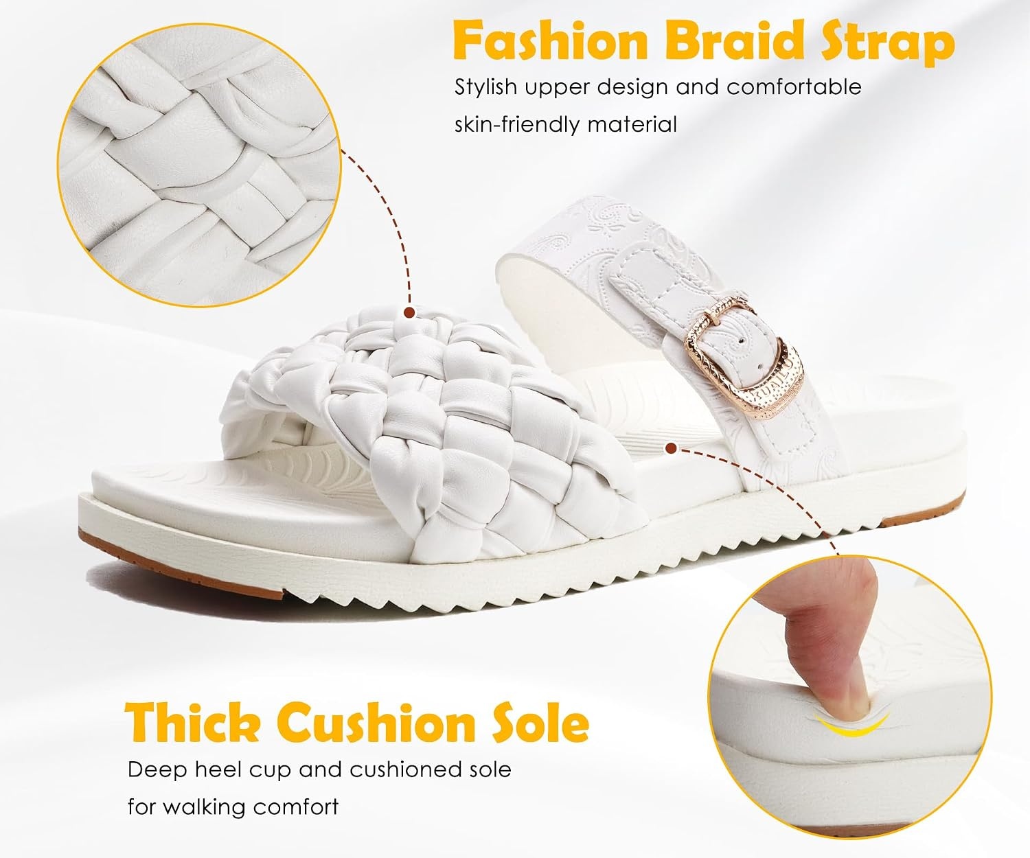 image:imageKuaiLu Womens Arch Support Orthopedic Open Toe SandalsBride White
