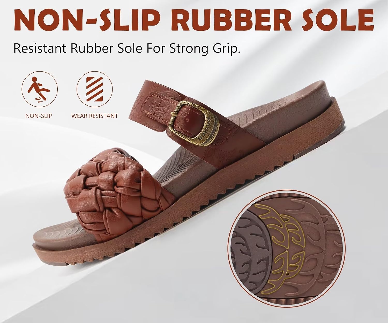 image:imageKuaiLu Womens Arch Support Orthopedic Open Toe SandalsBrown