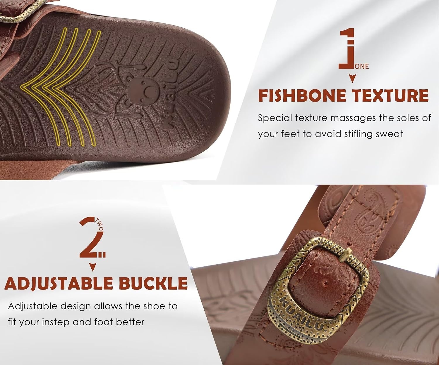 image:imageKuaiLu Womens Arch Support Orthopedic Open Toe SandalsBrown