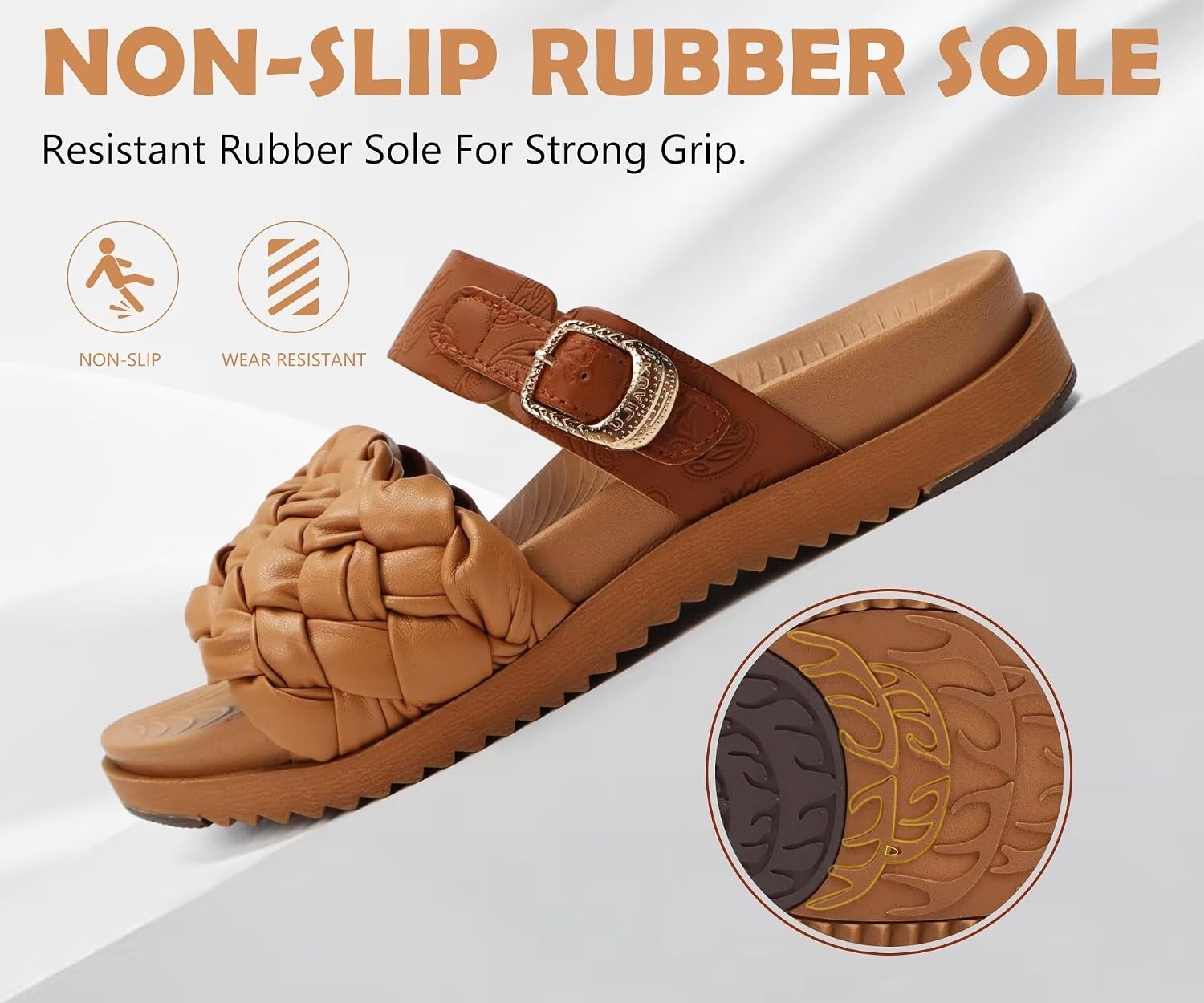 image:imageKuaiLu Womens Arch Support Orthopedic Open Toe SandalsTan Brown