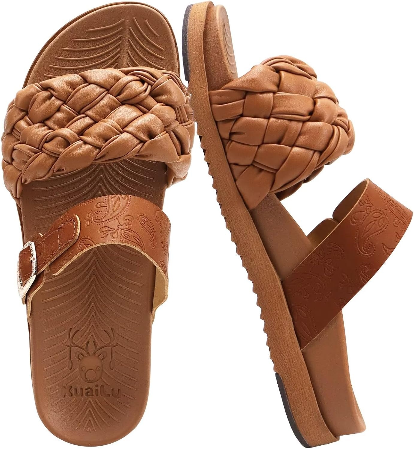 image:imageKuaiLu Womens Arch Support Orthopedic Open Toe SandalsTan Brown