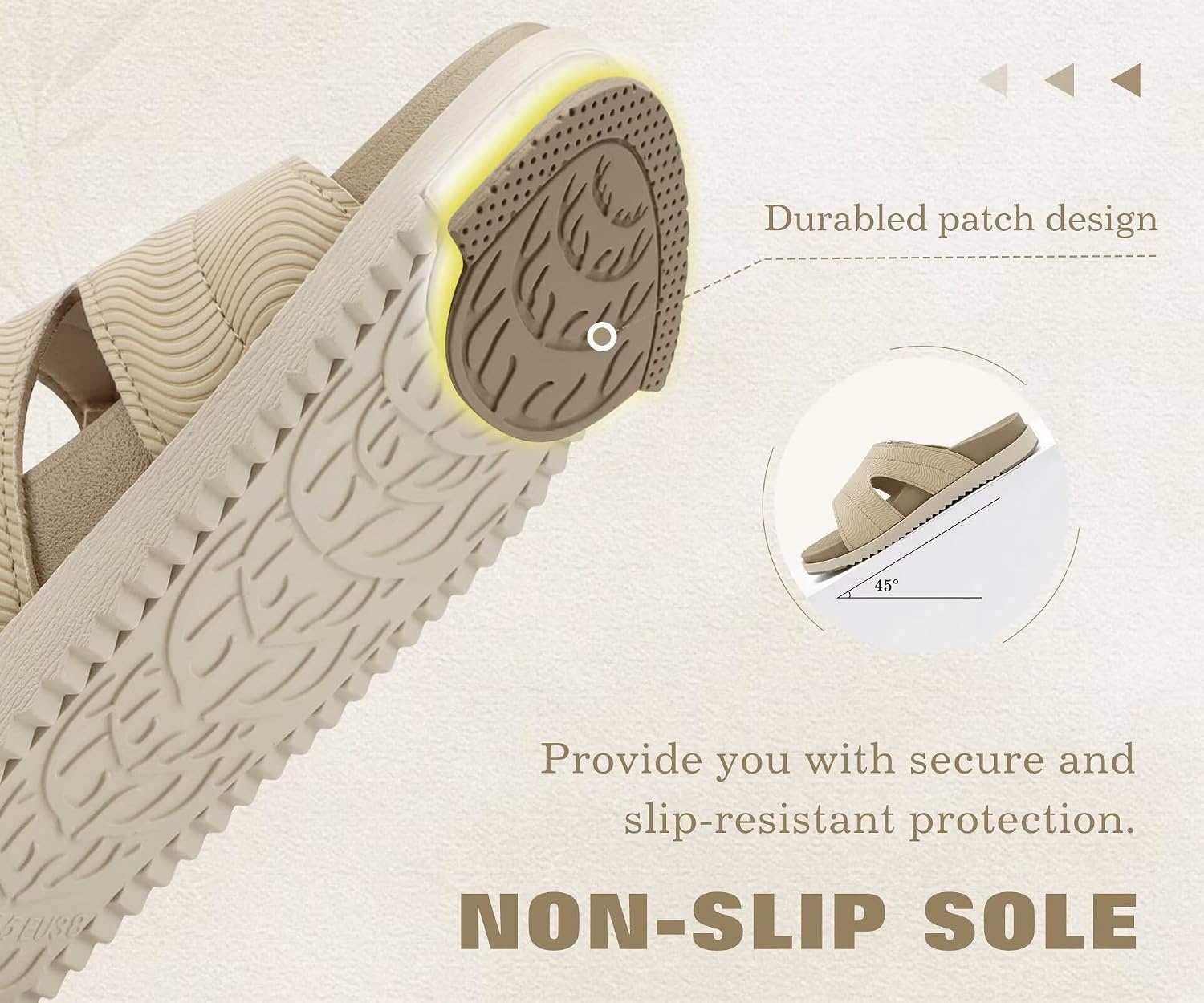 image:imageKuaiLu Womens Dressy Sandals Lightweight Cushion Slides with Arch SupportBeige