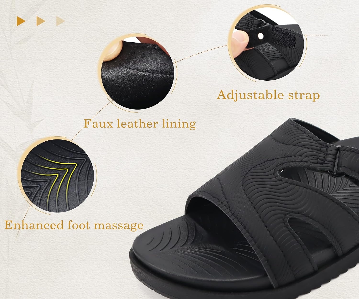 image:imageKuaiLu Womens Dressy Sandals Lightweight Cushion Slides with Arch SupportBlack
