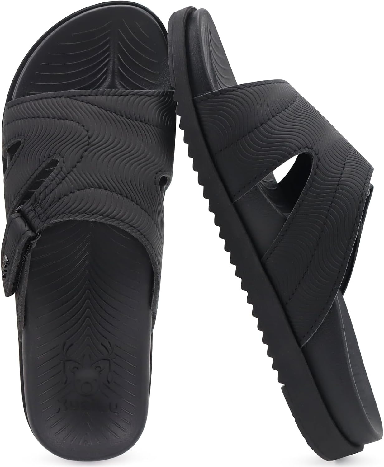 image:imageKuaiLu Womens Dressy Sandals Lightweight Cushion Slides with Arch SupportBlack