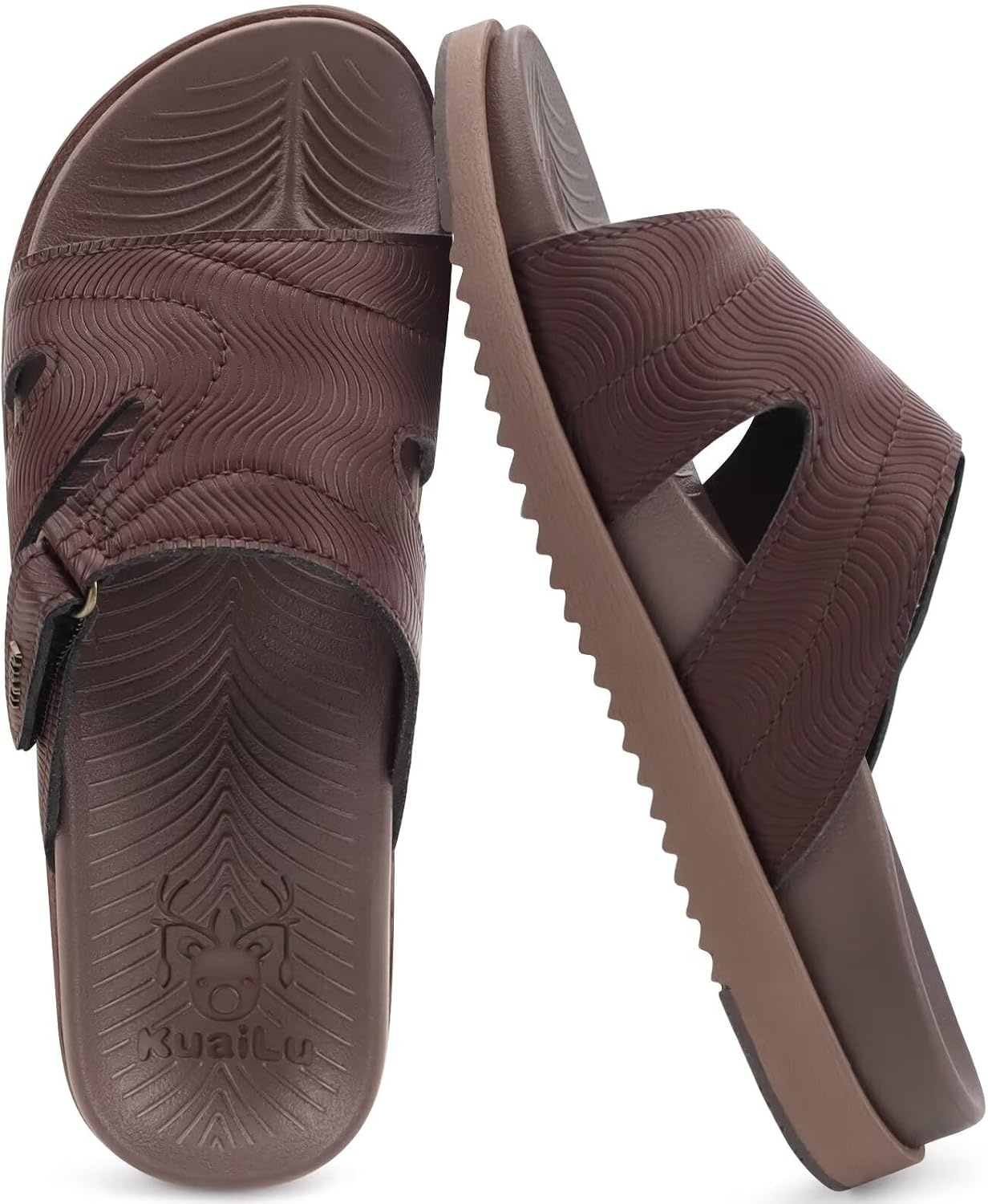 image:imageKuaiLu Womens Dressy Sandals Lightweight Cushion Slides with Arch SupportBrown