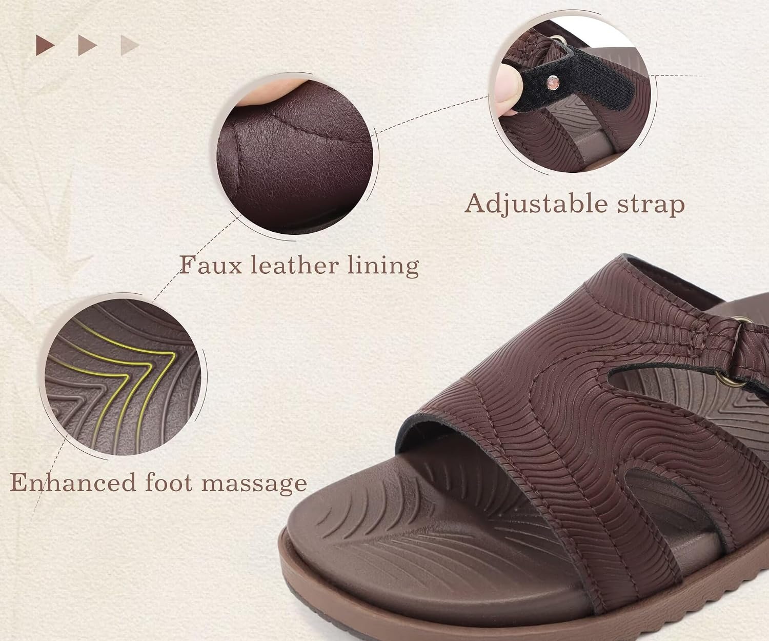 image:imageKuaiLu Womens Dressy Sandals Lightweight Cushion Slides with Arch SupportBrown