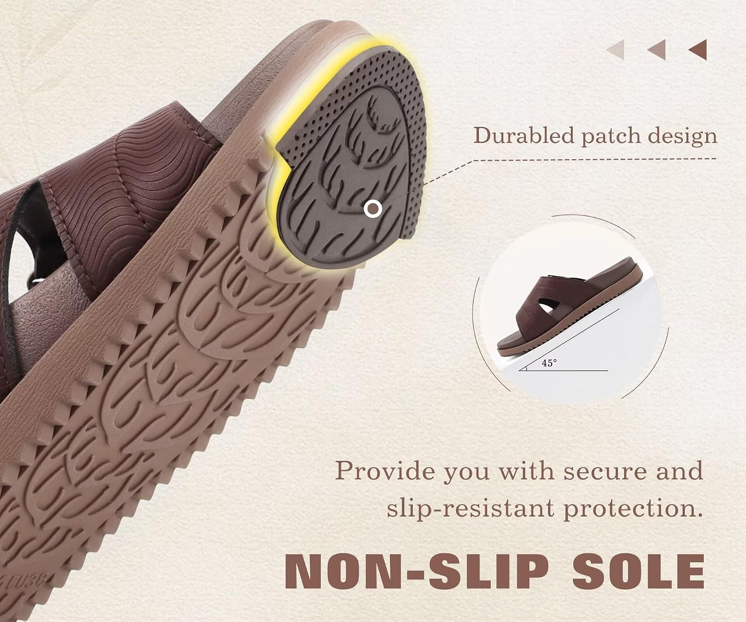 image:imageKuaiLu Womens Dressy Sandals Lightweight Cushion Slides with Arch SupportBrown