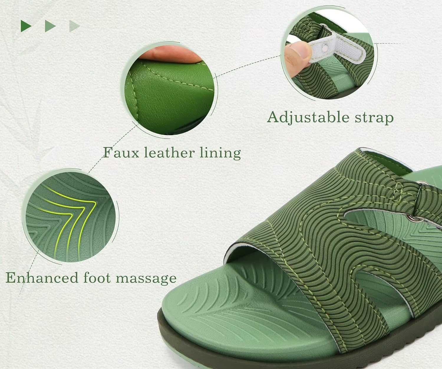 image:imageKuaiLu Womens Dressy Sandals Lightweight Cushion Slides with Arch SupportGreen