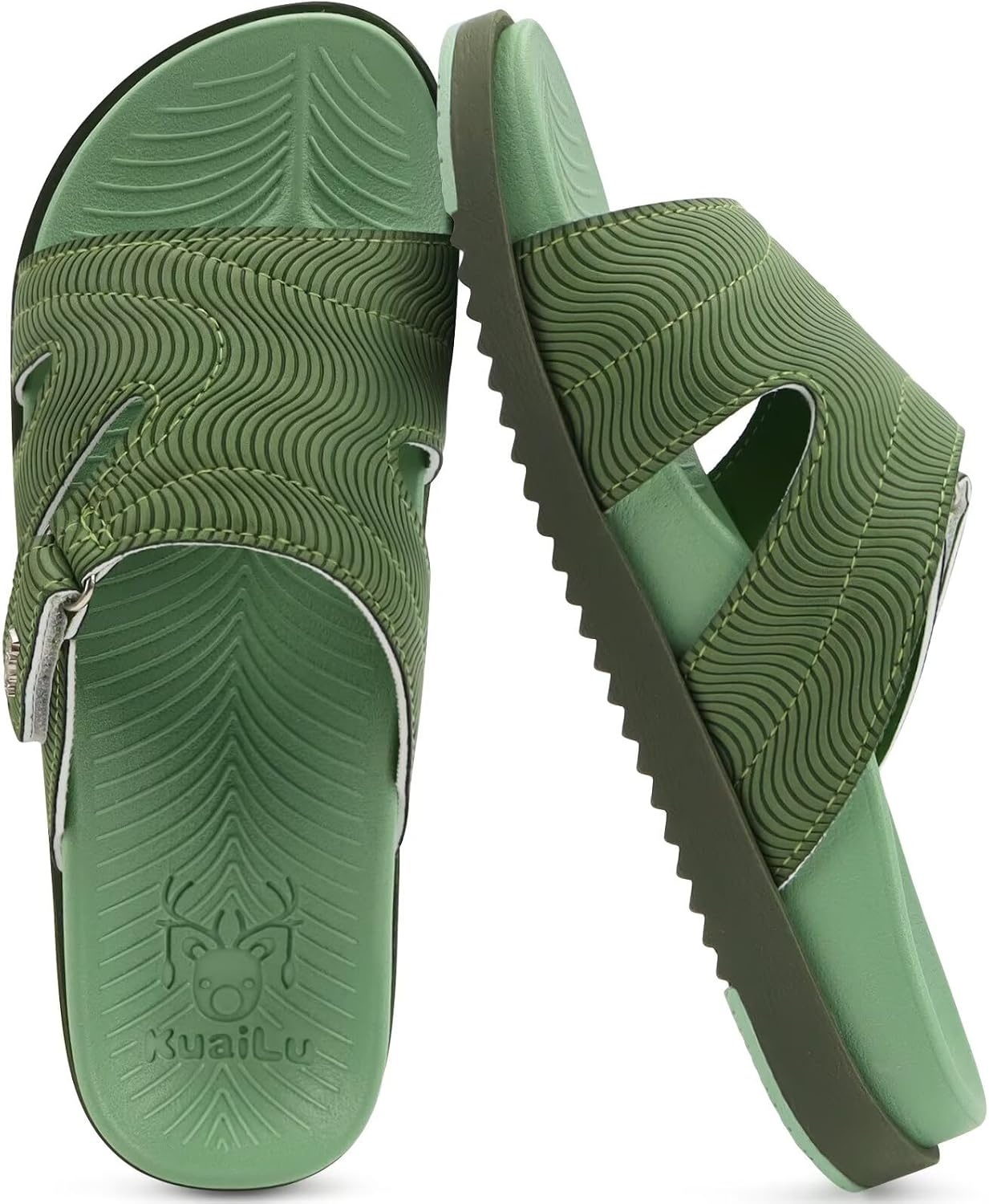image:imageKuaiLu Womens Dressy Sandals Lightweight Cushion Slides with Arch SupportGreen