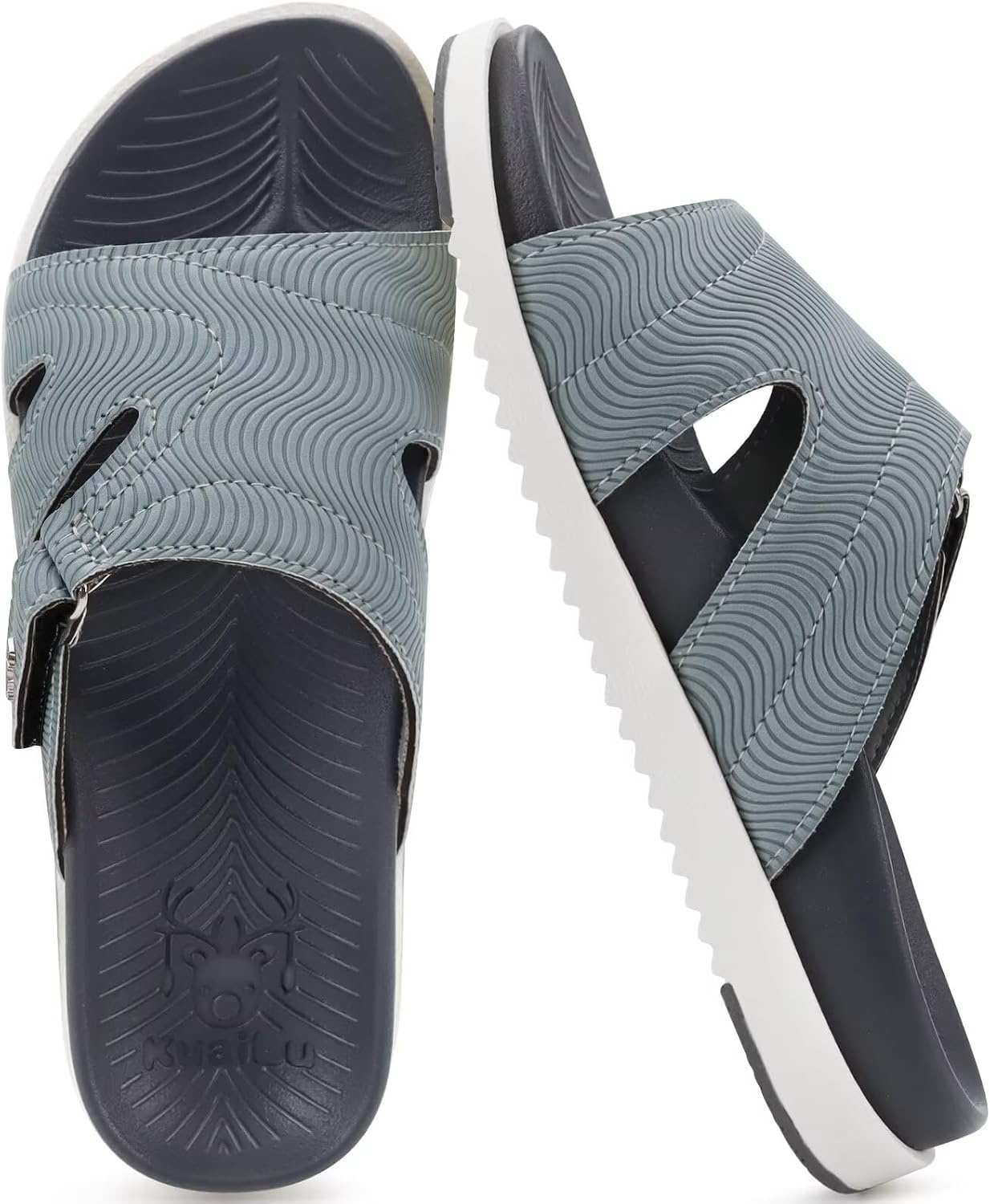 image:imageKuaiLu Womens Dressy Sandals Lightweight Cushion Slides with Arch SupportGrey