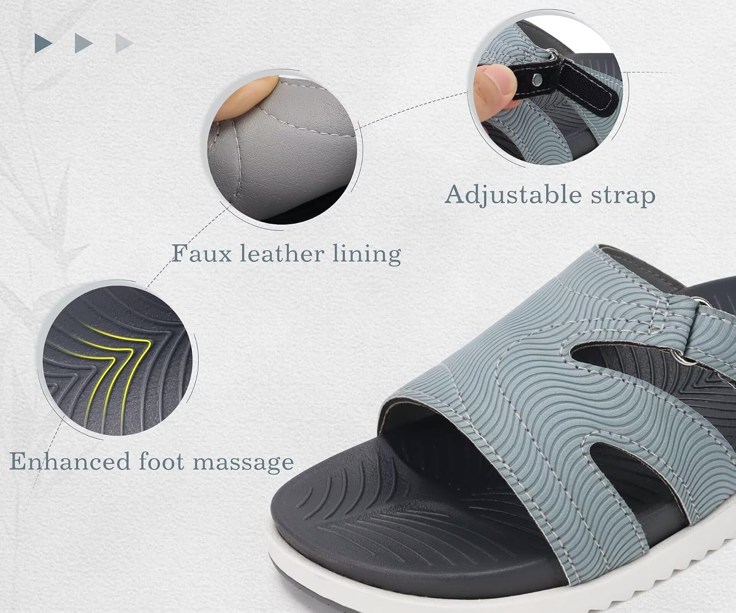 image:imageKuaiLu Womens Dressy Sandals Lightweight Cushion Slides with Arch SupportGrey