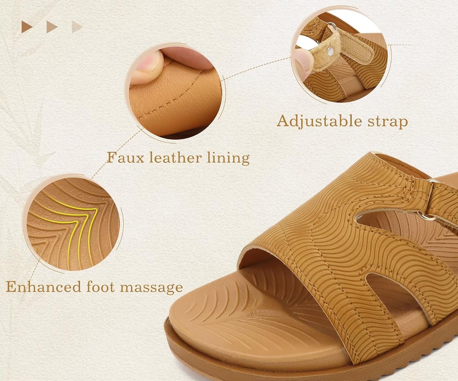 image:imageKuaiLu Womens Dressy Sandals Lightweight Cushion Slides with Arch SupportKhaki