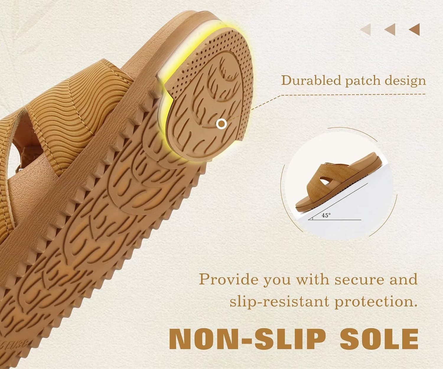 image:imageKuaiLu Womens Dressy Sandals Lightweight Cushion Slides with Arch SupportKhaki