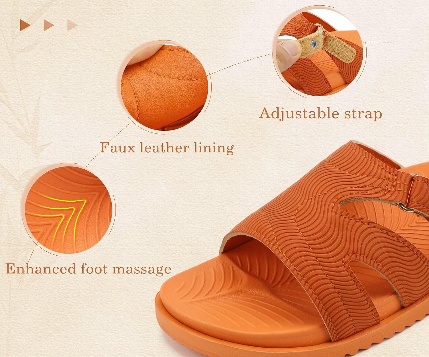 image:imageKuaiLu Womens Dressy Sandals Lightweight Cushion Slides with Arch SupportOrange