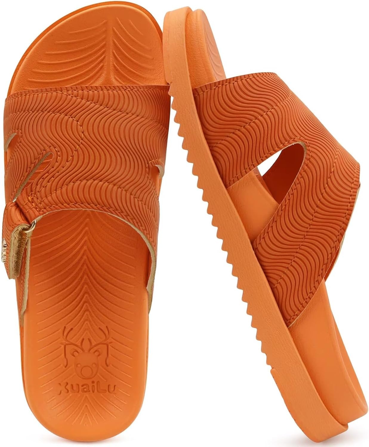 image:imageKuaiLu Womens Dressy Sandals Lightweight Cushion Slides with Arch SupportOrange