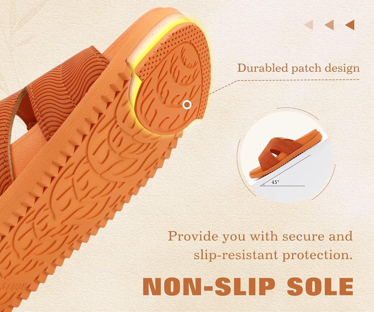 image:imageKuaiLu Womens Dressy Sandals Lightweight Cushion Slides with Arch SupportOrange