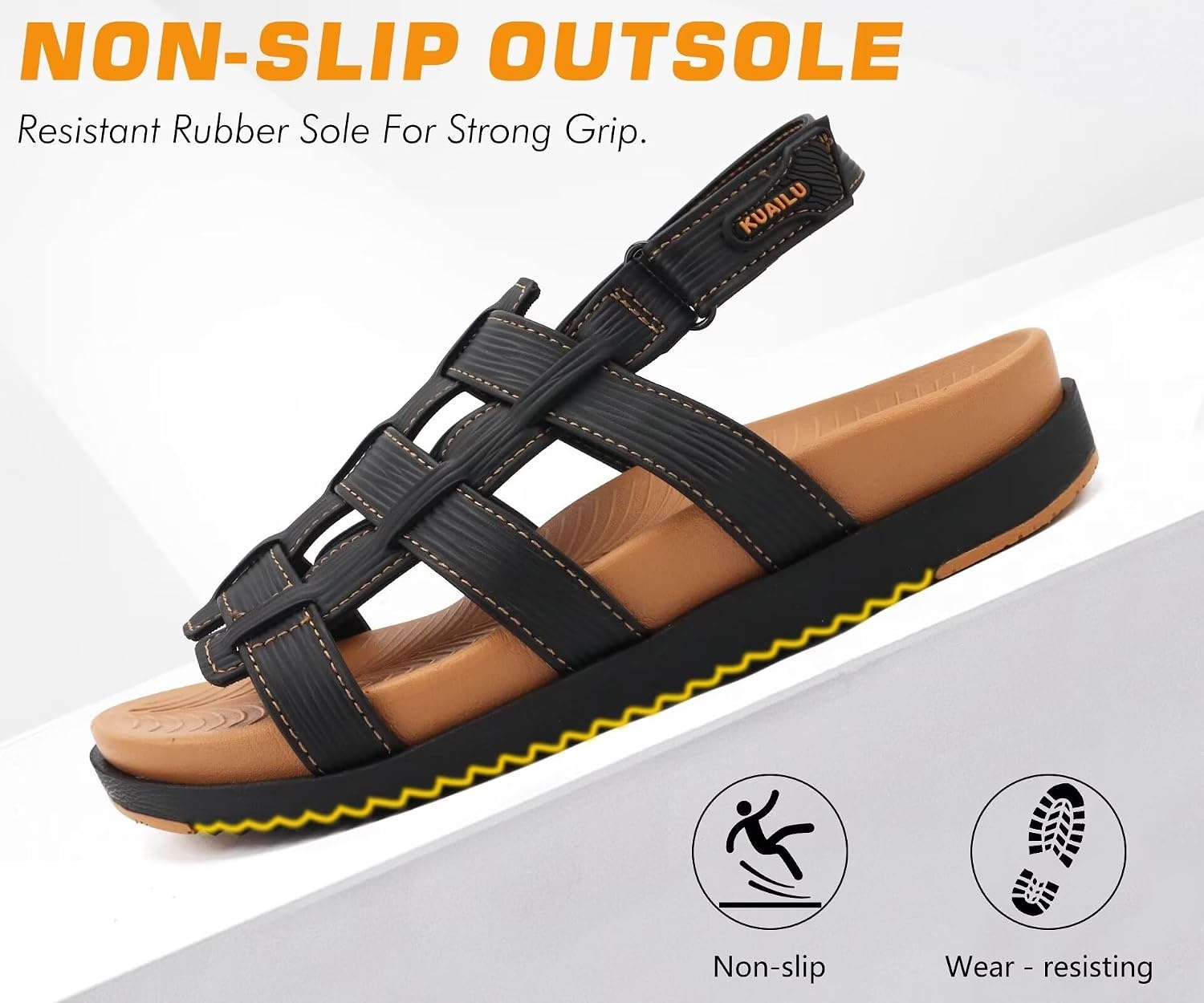 image:imageKuaiLu Womens Fashion Orthopedic Walking Sandals for Women 2025 Arch Support Sandles Comfort Plantar Fasciitis Recovery Cushion Summer Travel Outdoor Hiking Open Toe Water ShoesBlack Khaki