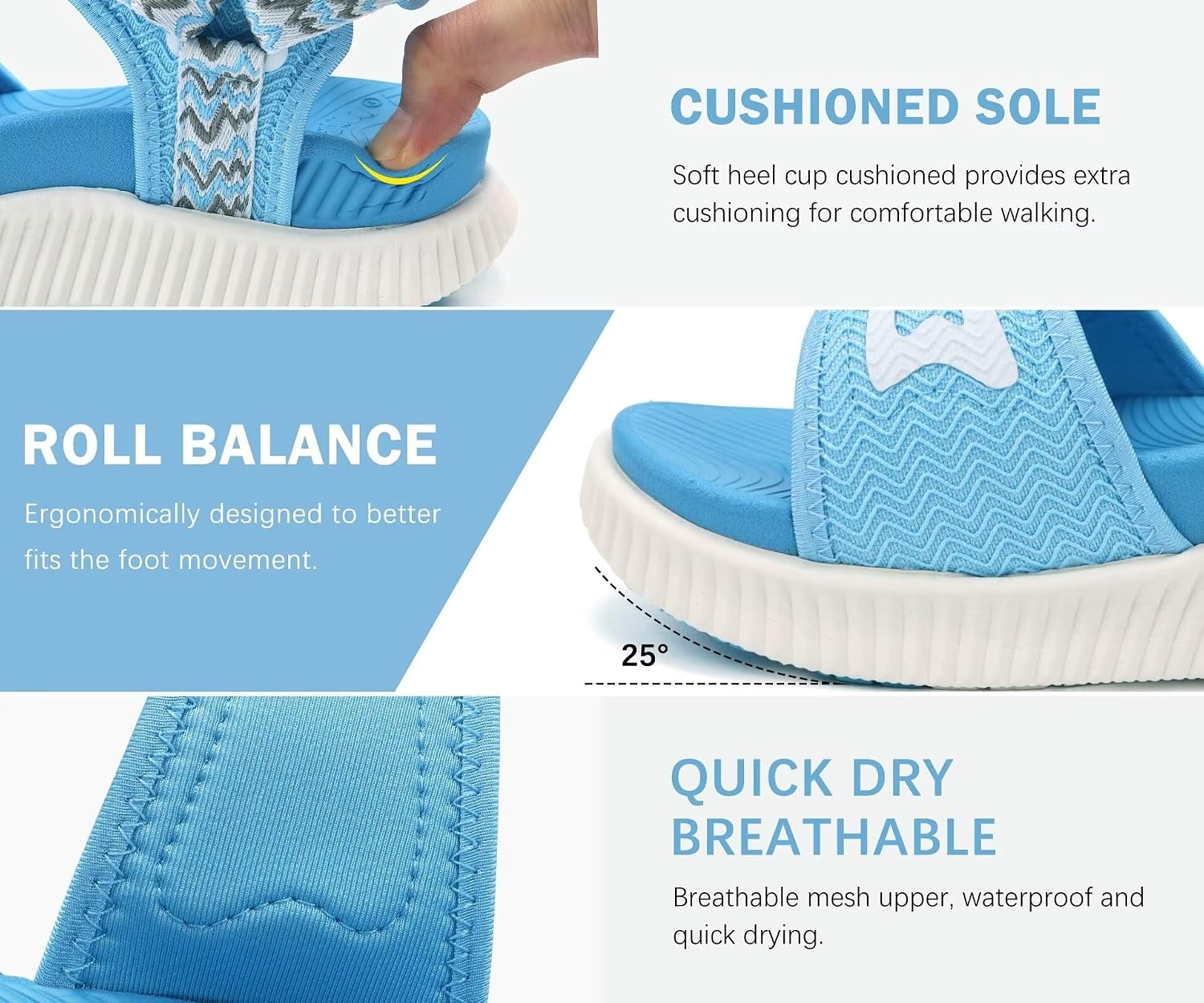 image:imageKuaiLu Womens Orthopedic Recovery Walking Arch Support Sandals Cushion FoamBlue