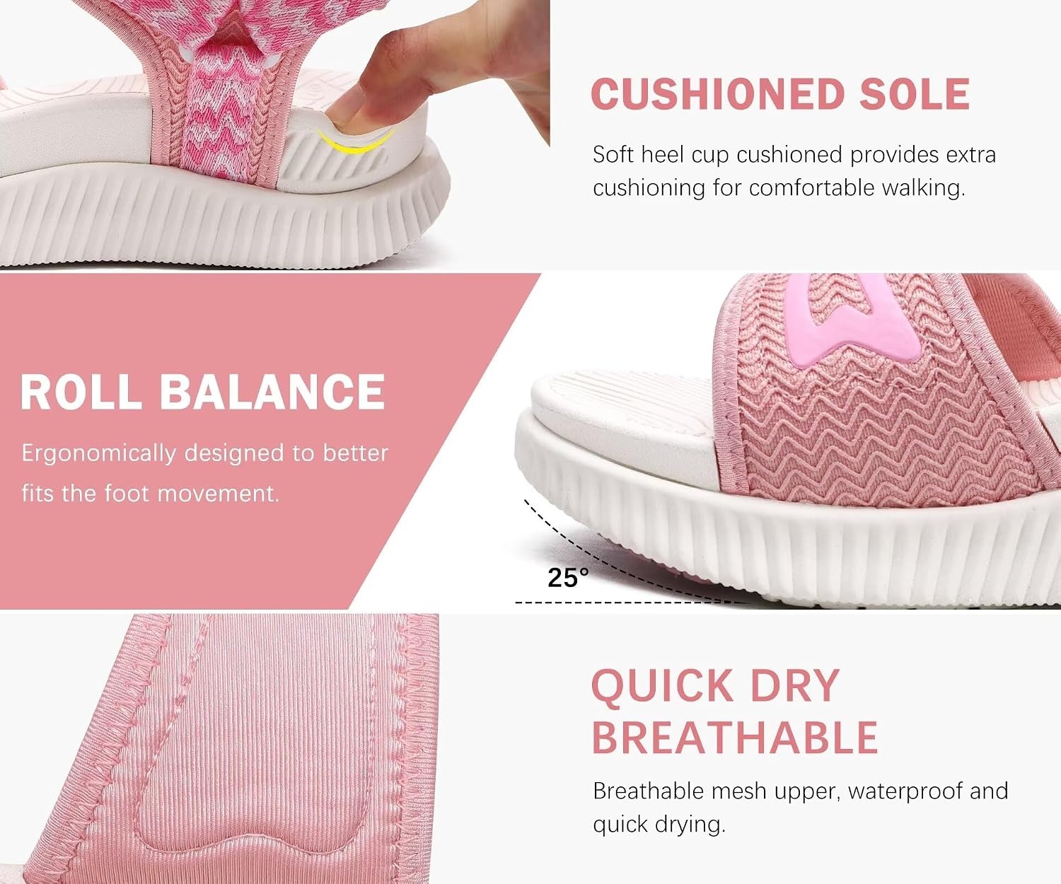 image:imageKuaiLu Womens Orthopedic Recovery Walking Arch Support Sandals Cushion FoamPink