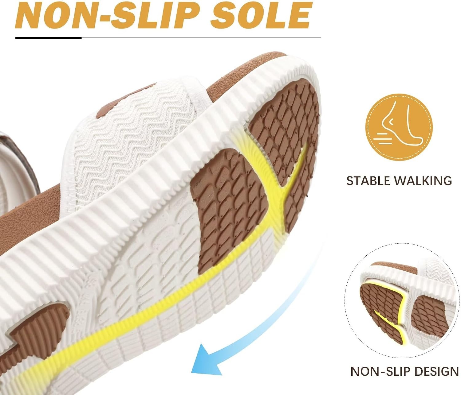 image:imageKuaiLu Womens Orthopedic Recovery Walking Arch Support Sandals Cushion FoamWhite Khaki