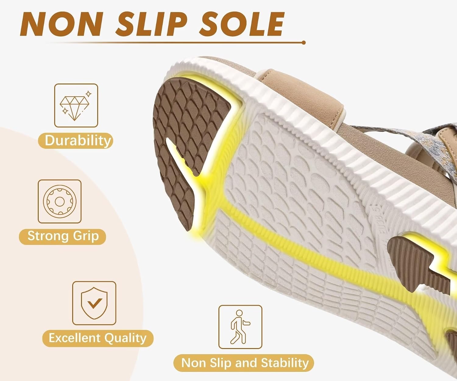 image:imageKuaiLu Womens Orthopedic Walking Sandals with Arch Support Recovery CushionBeige