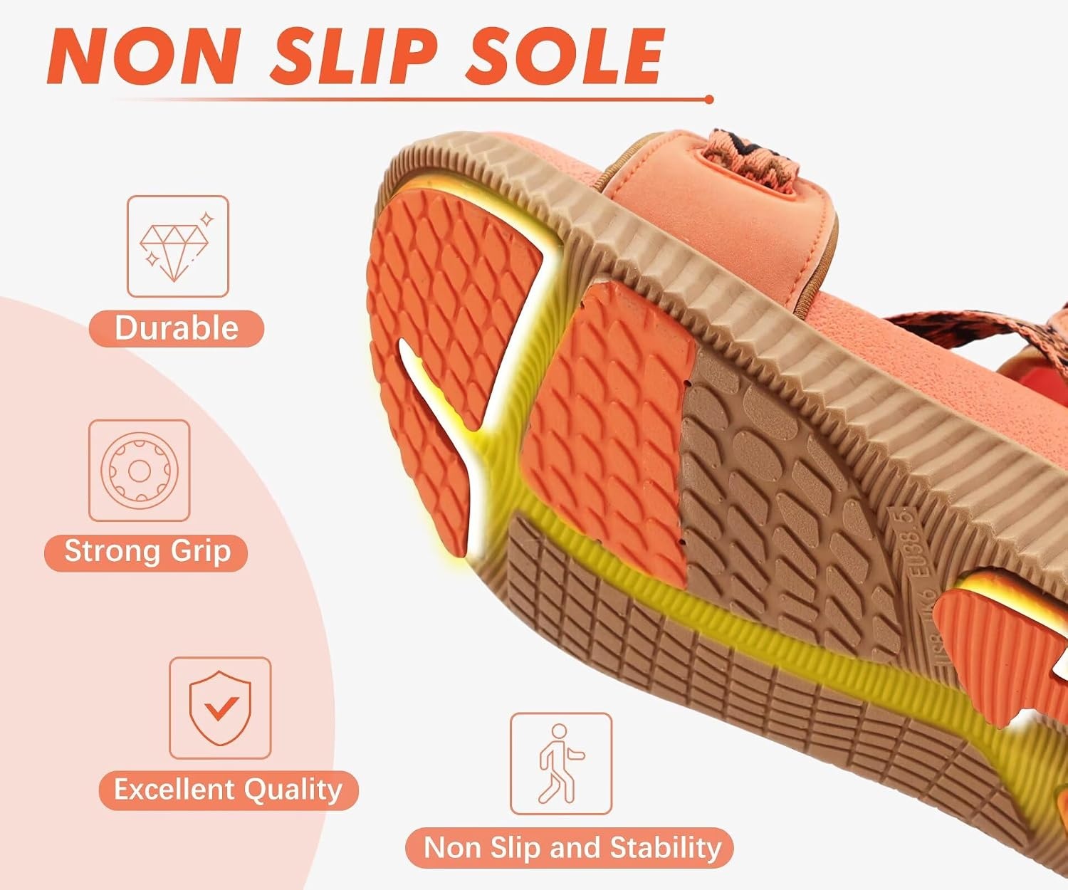 image:imageKuaiLu Womens Orthopedic Walking Sandals with Arch Support Recovery CushionOrange