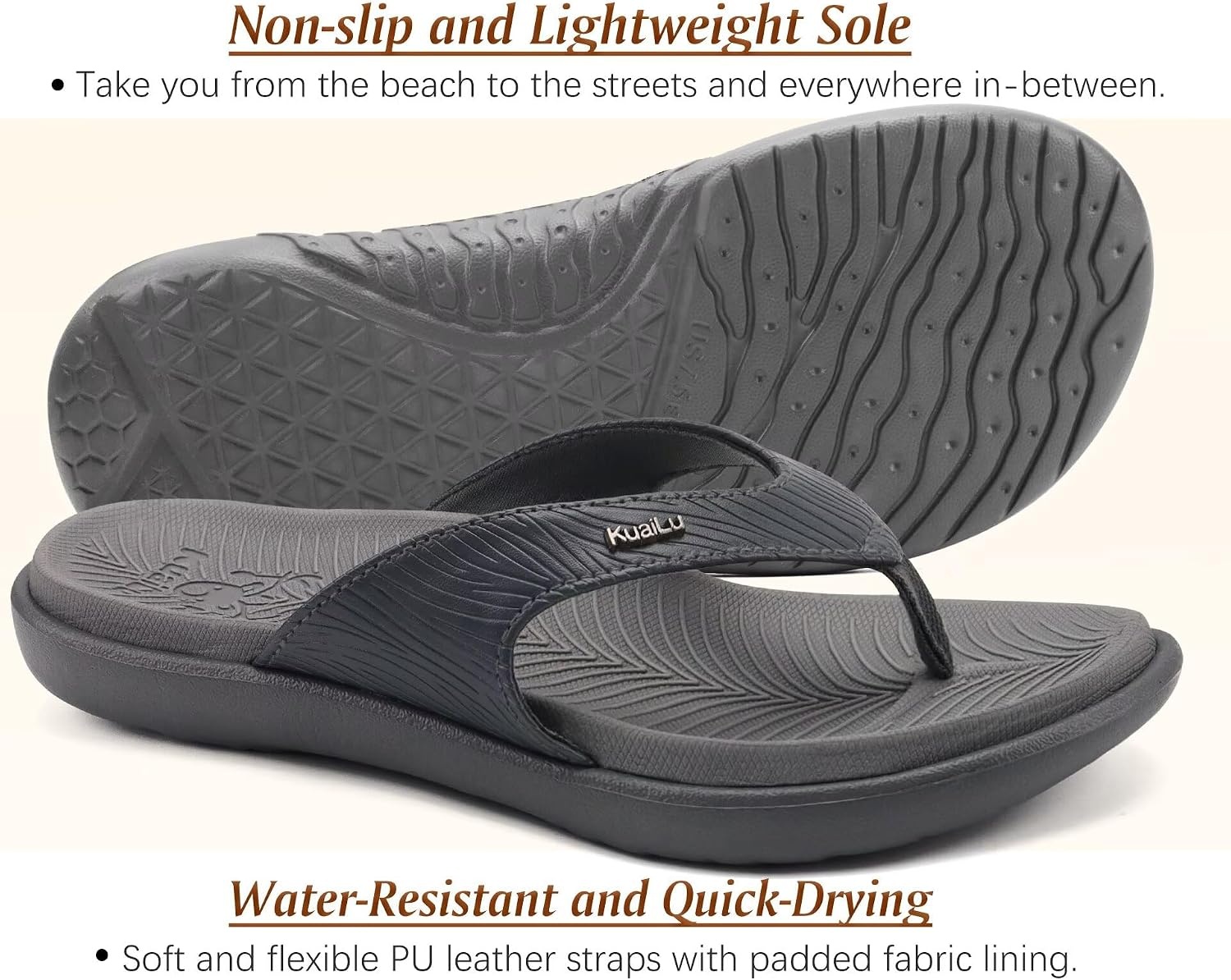 image:imageKuaiLu Womens Orthotic Arch Support Flip Flop SandalsGrey