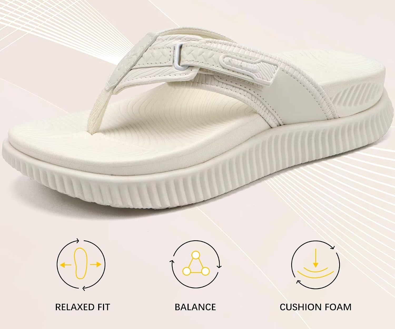 image:imageKuaiLu Womens Orthotic Cushion Flip Flops Sandals With Arch Support FootbedBright White