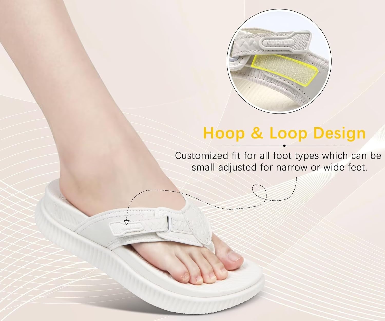 image:imageKuaiLu Womens Orthotic Cushion Flip Flops Sandals With Arch Support FootbedBright White