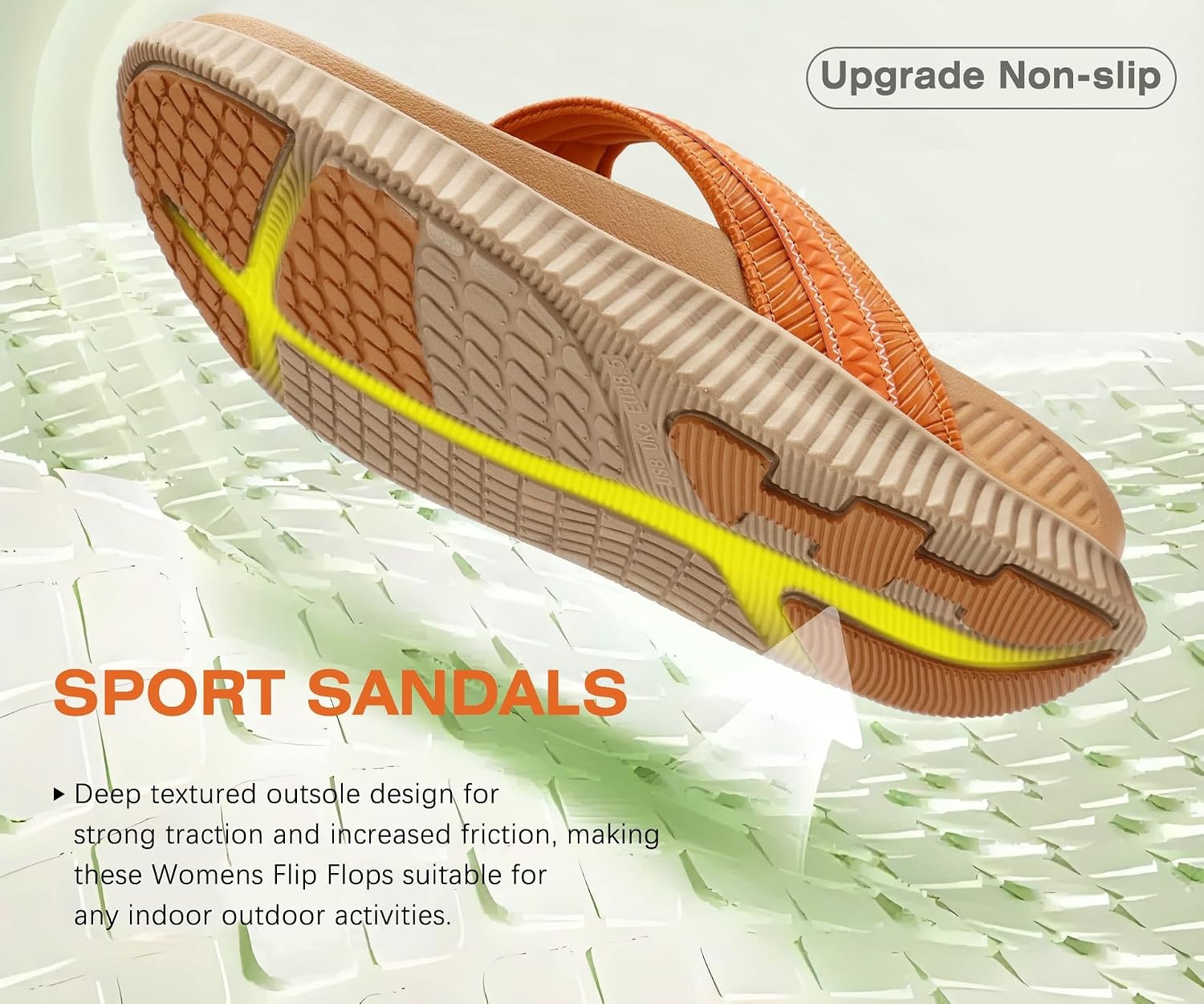 image:imageKuaiLu Womens Orthotic Cushion Flip Flops Sandals With Arch Support FootbedOrange Khaki