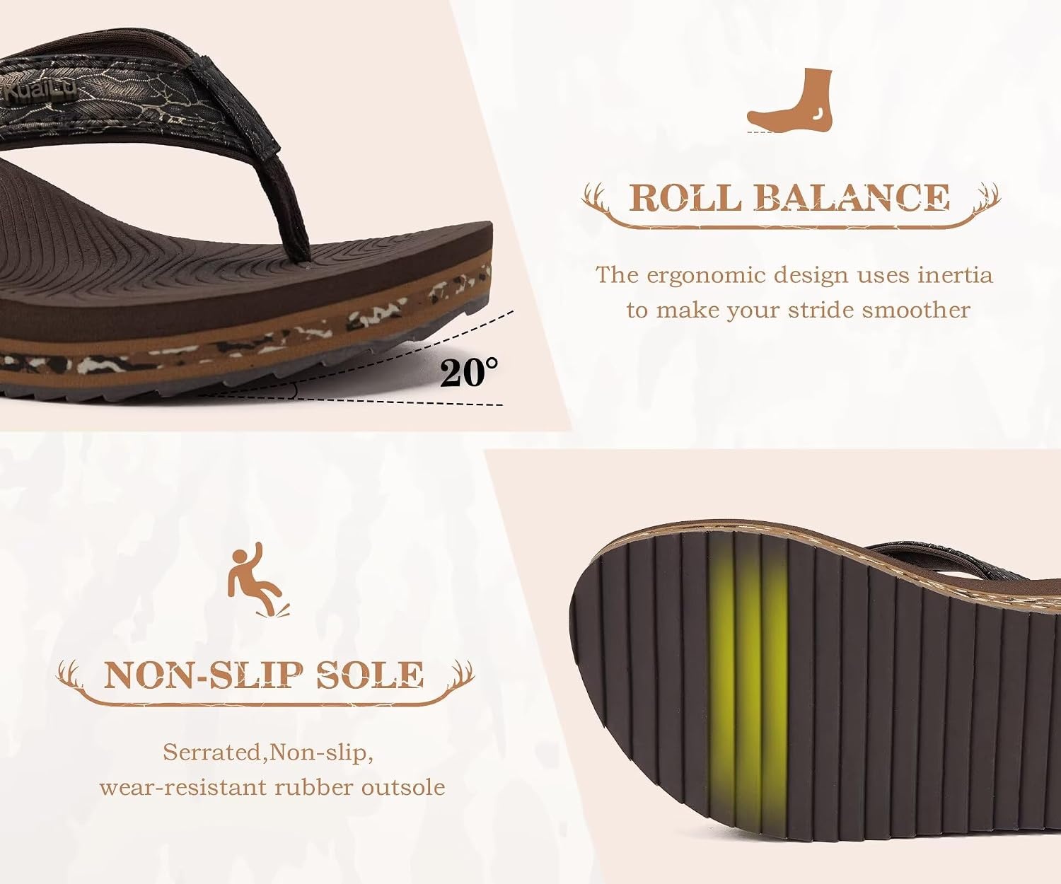 image:imageKuaiLu Womens Platform Flip Flops Arch Support Yoga Mat Boho Dressy Sandal