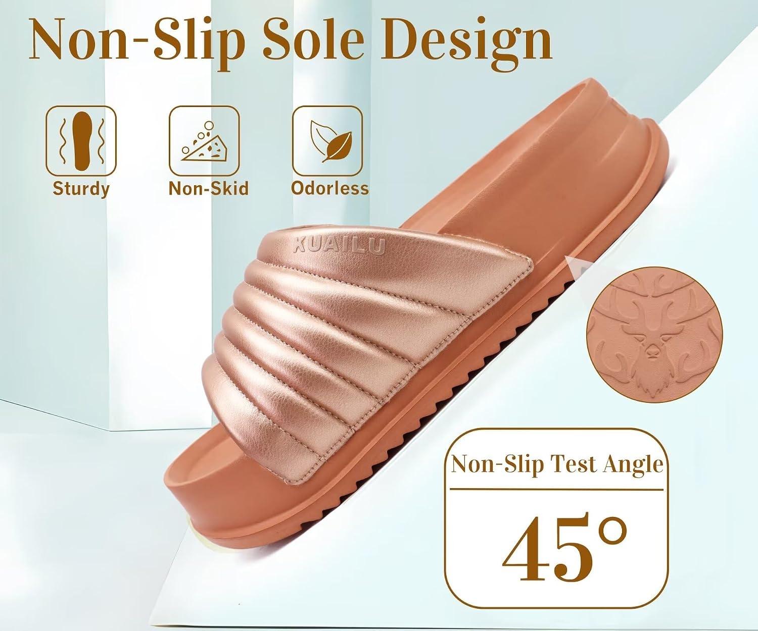 image:imageKuaiLu Womens Sandals with Arch Support Comfortable Orthopedic SlippersChampagne Gold