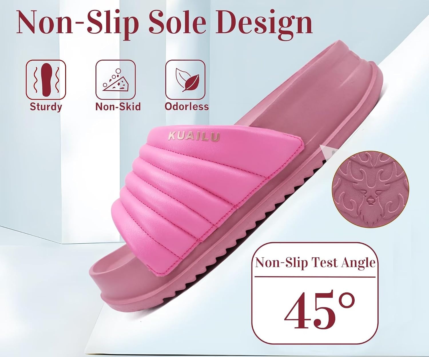 image:imageKuaiLu Womens Sandals with Arch Support Comfortable Orthopedic SlippersHot Pink