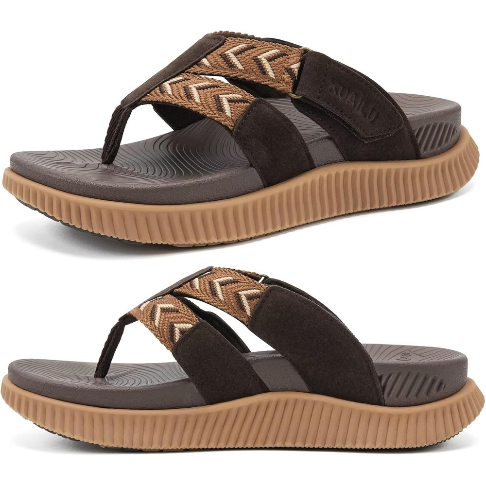 image:imageKuaiLu Flip Flops for Women Orthopedic Arch Support Summer Beach VacationBrown