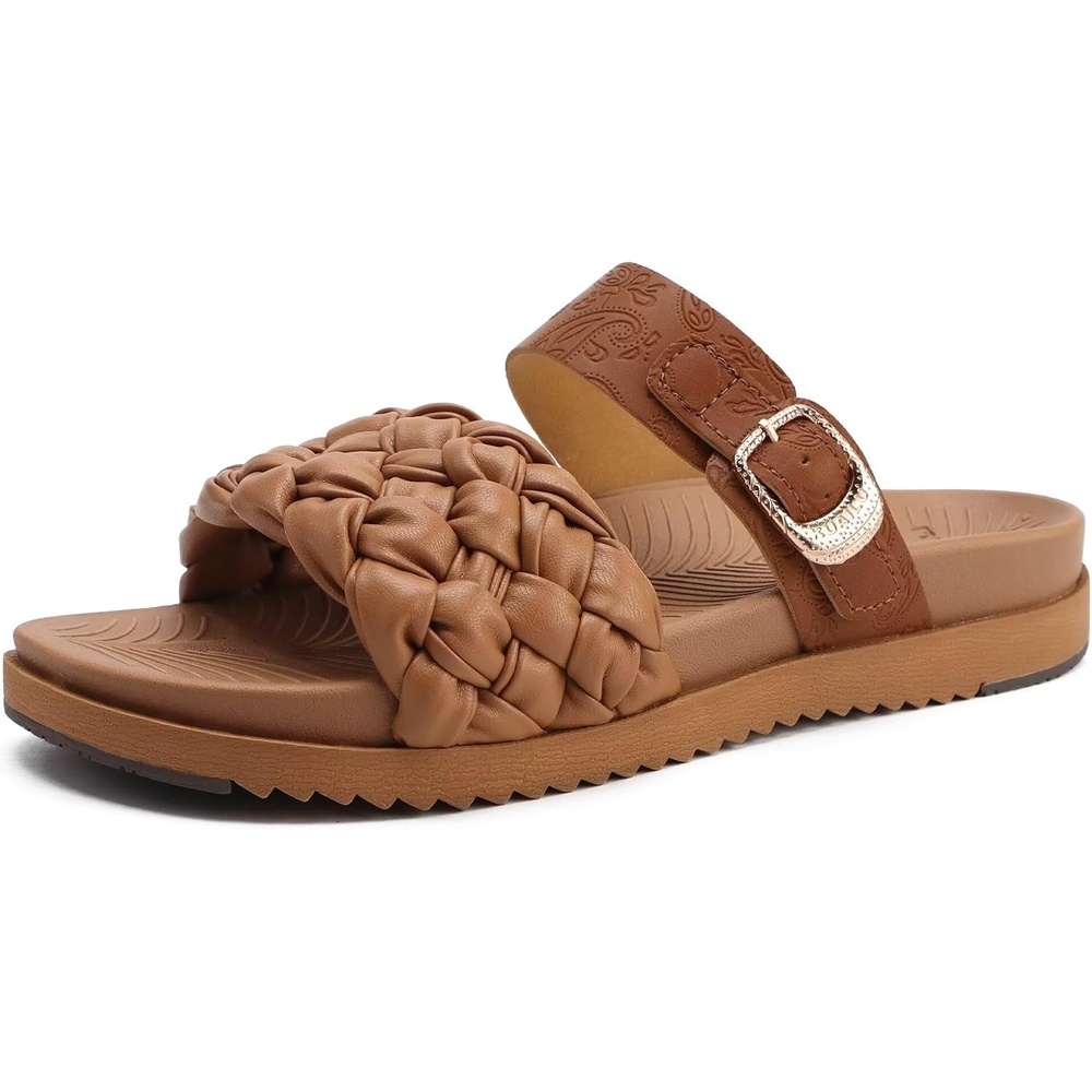 image:imageKuaiLu Womens Arch Support Orthopedic Open Toe SandalsTan Brown