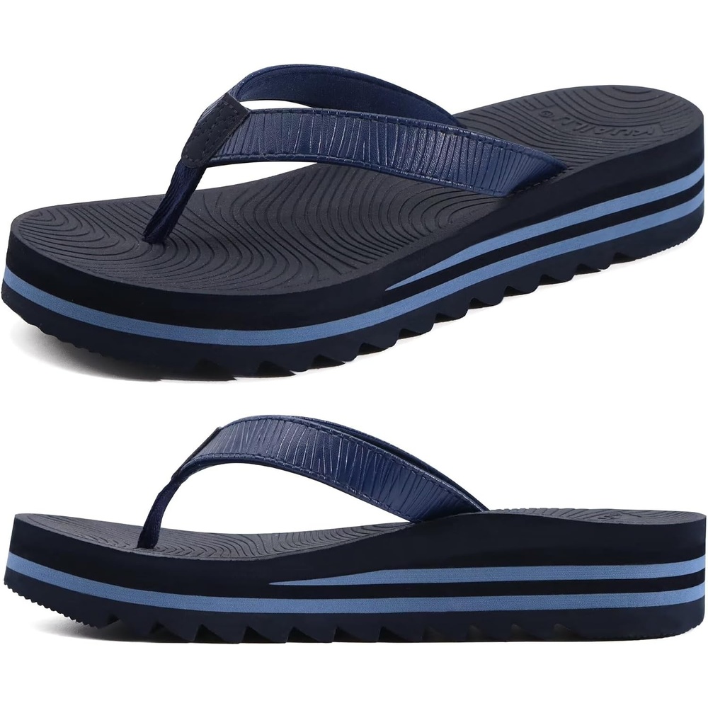 image:imageKuaiLu Womens Arch Support Platform Flip Flop SandalsDark Bluechoose a Smaller Size