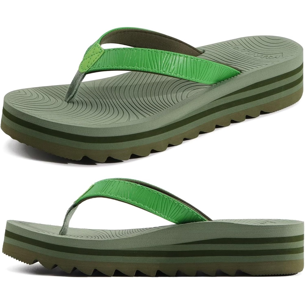 image:imageKuaiLu Womens Arch Support Platform Flip Flop SandalsGreenchoose a Smaller Size