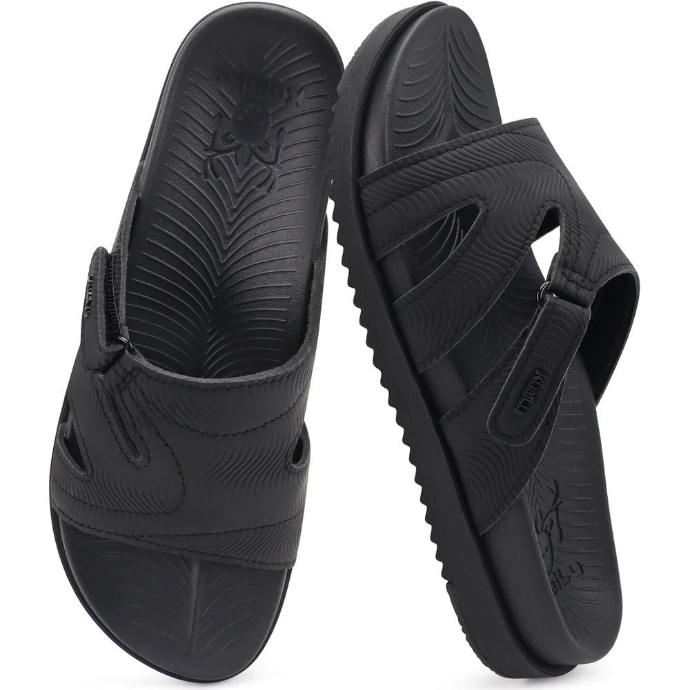 image:imageKuaiLu Womens Dressy Sandals Lightweight Cushion Slides with Arch SupportBlack