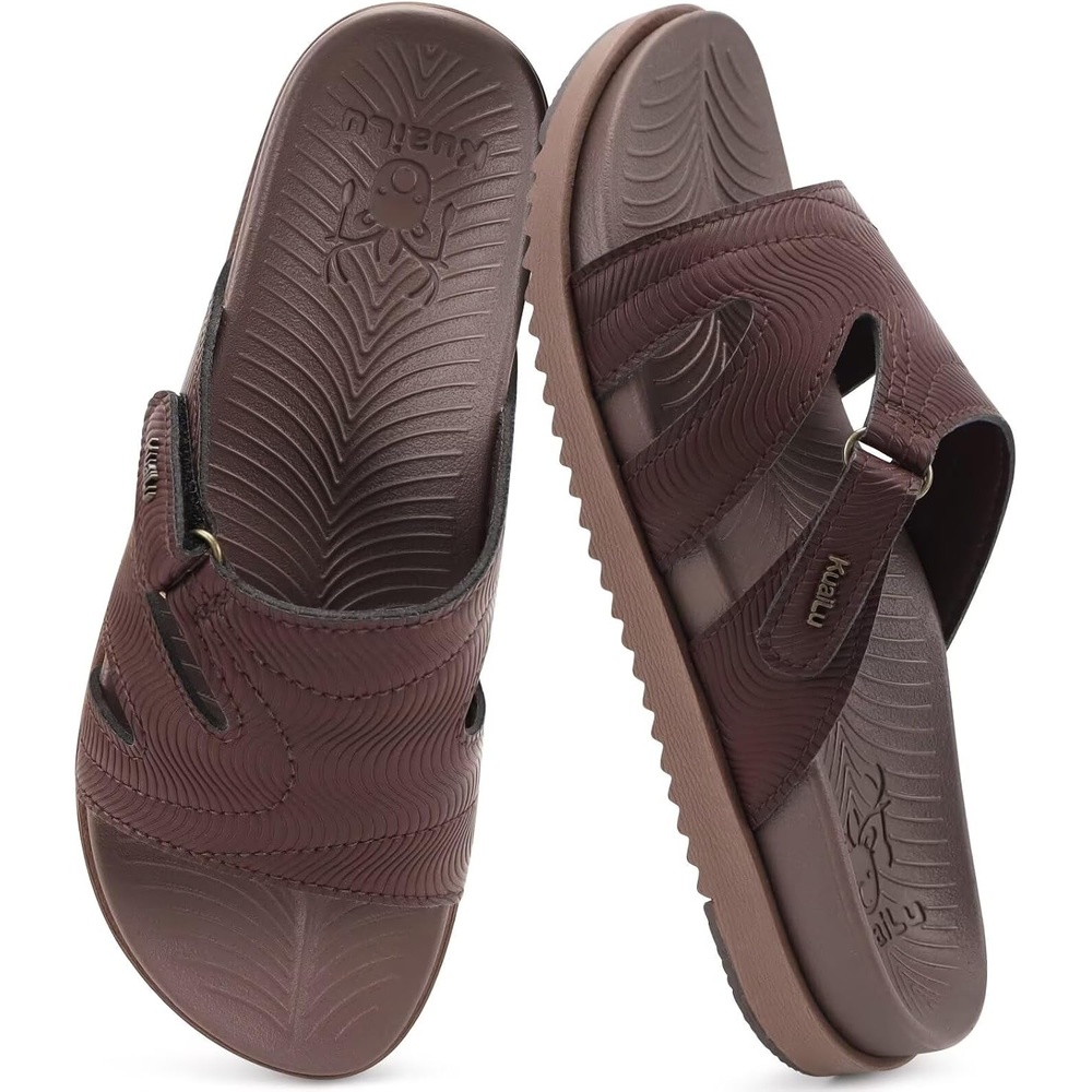 image:imageKuaiLu Womens Dressy Sandals Lightweight Cushion Slides with Arch SupportBrown