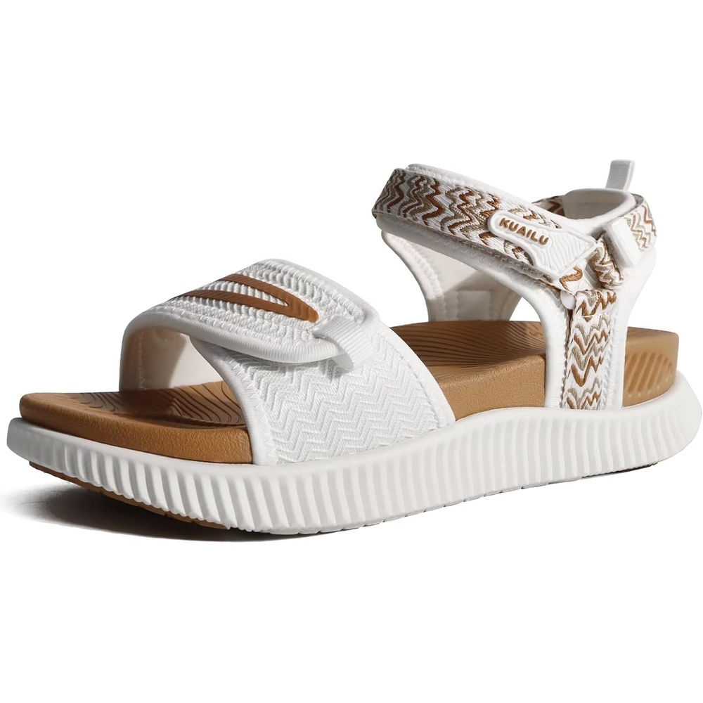 image:imageKuaiLu Womens Orthopedic Recovery Walking Arch Support Sandals Cushion FoamWhite Khaki