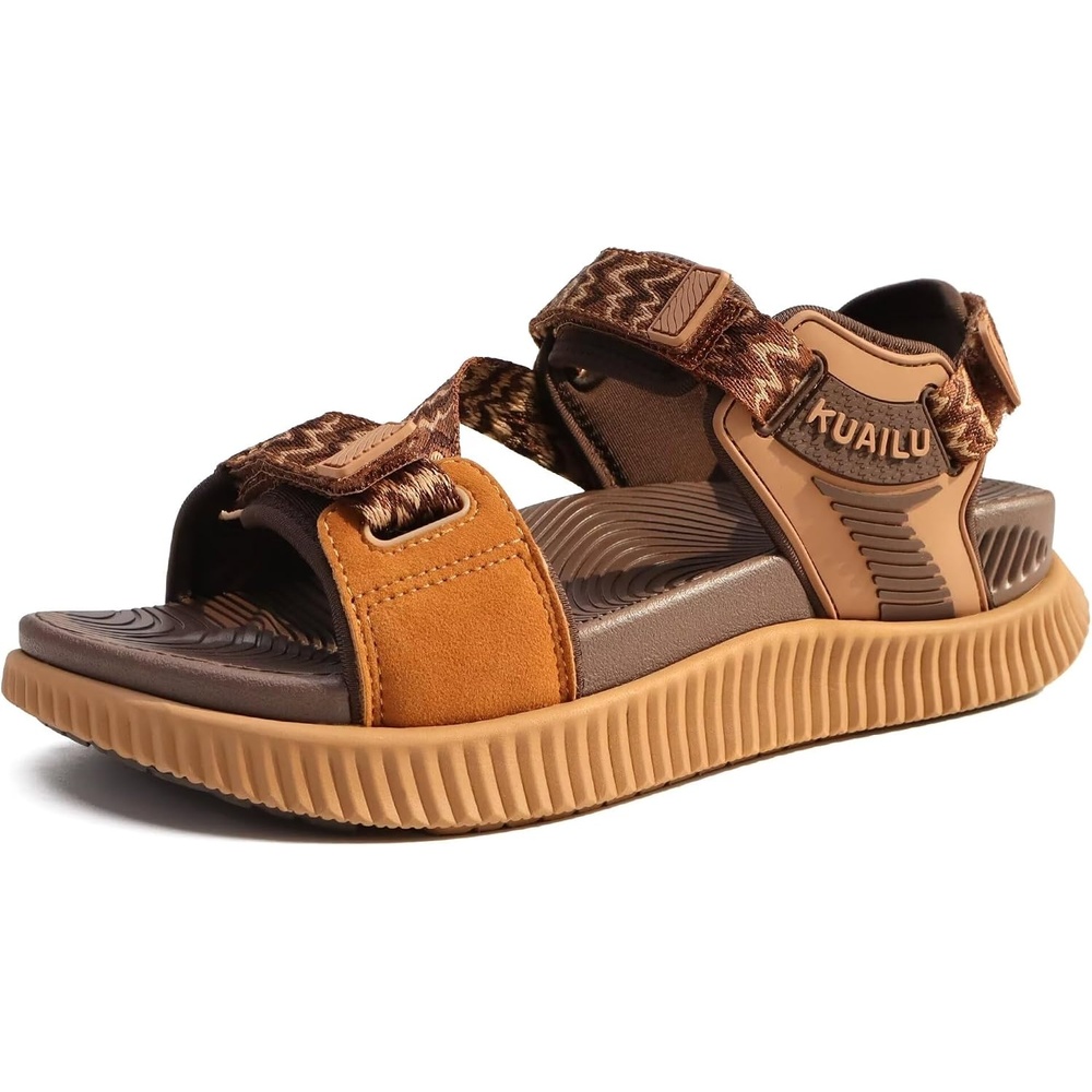 image:imageKuaiLu Womens Orthopedic Walking Sandals with Arch Support Recovery CushionBrown Khaki