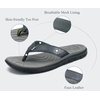KuaiLu Comfortable Leather Flip Flops for Women Summer Pool Beach Vacation(Grey)