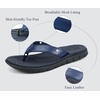 KuaiLu Comfortable Leather Flip Flops for Women Summer Pool Beach Vacation(Navy Blue)