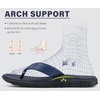KuaiLu Comfortable Leather Flip Flops for Women Summer Pool Beach Vacation(Navy Blue)
