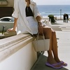 KuaiLu Comfortable Leather Flip Flops for Women Summer Pool Beach Vacation(Purple)