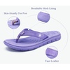 KuaiLu Comfortable Leather Flip Flops for Women Summer Pool Beach Vacation(Purple)