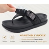 KuaiLu Flip Flops for Womens Orthopedic Chic Platform Sandals with Arch Support Comfotable Summer Beach Walking Cushion Sandals Open toe Ladies Adjustable Outdoor Sandals Black 8