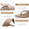 KuaiLu Womens Arch Support Flip Flops & Sandals Thick Athletic Cushion(Beige)