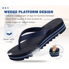 KuaiLu Women’s Arch Support Platform Flip Flop Sandals(Dark Blue（choose a Smaller Size）)