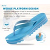 KuaiLu Women’s Arch Support Platform Flip Flop Sandals(Sky Blue（choose a Smaller Size）)